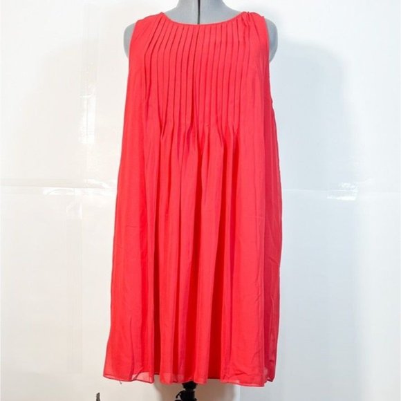 Sharagano NWOT Sz14W A Line Pleated Front Tie Back Closure Lined Sheer Overlay D - Picture 2 of 5